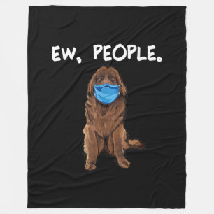 Ew People   Newfie Dog Wearing Face Mask Gift Fleece Blanket