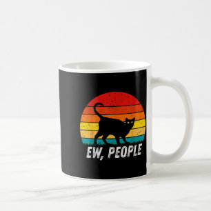 Ew People Retro Cat Funny Introvert Vintage Cat Lo Coffee Mug