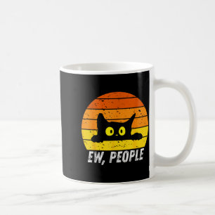 Ew People Retro Cat Funny Introvert Vintage Cat Lo Coffee Mug