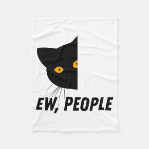 Ew People Retro Cat Funny Introvert Vintage Cat Lo Fleece Blanket