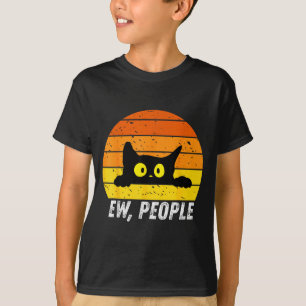 Ew People Retro Cat Funny Introvert Vintage Cat Lo T-Shirt
