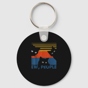 Ew People Retro Cat Funny Vintage Introvert Keychain