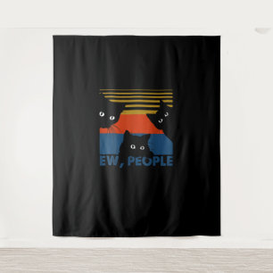 Ew People Retro Cat Funny Vintage Introvert Tapestry