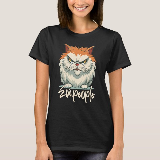 Ew People Retro Cat  Vintage  Cat T-Shirt (Front)