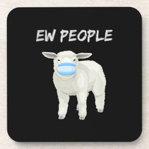 Ew people sheep or lamb in mask   Quarantine Gift Coaster