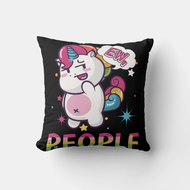 Ew People Unicorn Throw Pillow (Front)