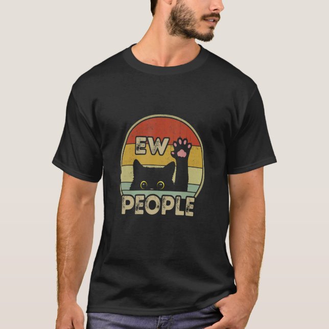 Ew People - Vintage Cat T-Shirt (Front)