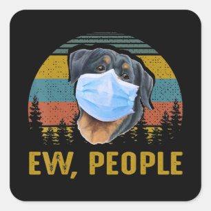 Ew People Vintage Retro Rottweiler Dog Funny Gift Square Sticker
