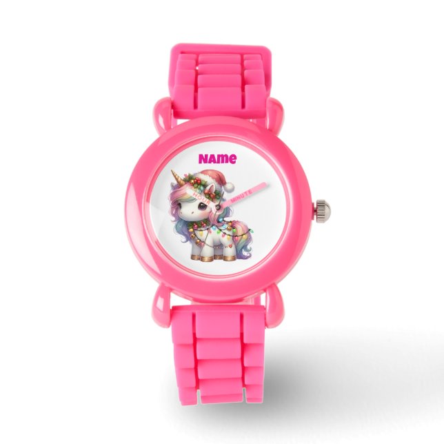 eWatch Watch--Personalized Pink Festive Pocket  Watch (Front)