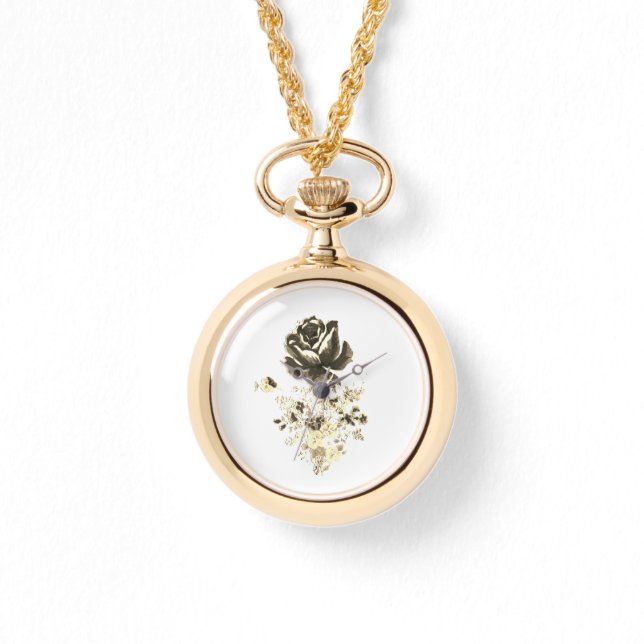 eWatch Watch womens necklace rose style (Front)