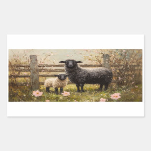 Ewe and Lamb Spring Sheep Art Sticker
