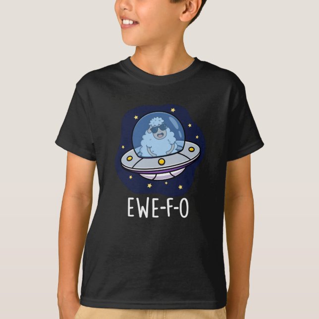 Ewe-F-O Funny UFO Pun Dark BG T-Shirt (Front)