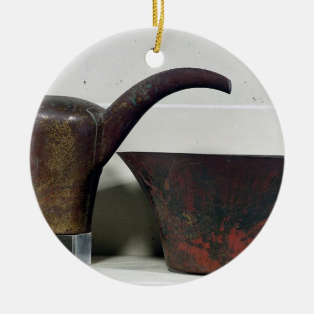 Ewer and basin (copper) ceramic ornament (Front)