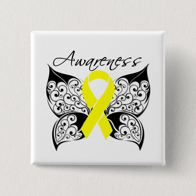Ewing Sarcoma Butterfly Ribbon 2 Inch Square Button (Front)