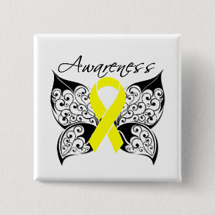 Ewing Sarcoma Butterfly Ribbon 2 Inch Square Button
