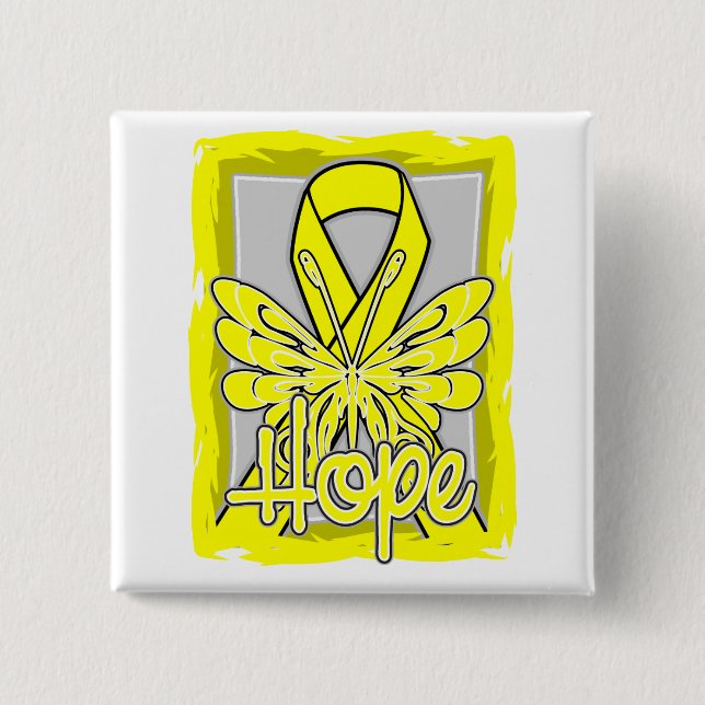 Ewing Sarcoma Hope Butterfly Portrait 2 Inch Square Button (Front)