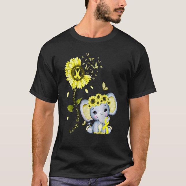 Ewings Sarcoma Awareness Yellow Hippie Sunflower E T-Shirt (Front)