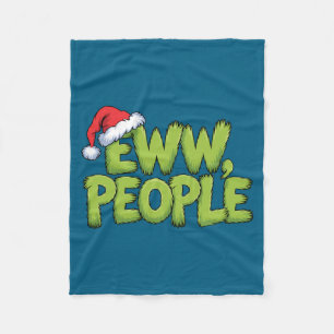 Eww People Santa Hat Green Funny Christmas Men Wom Fleece Blanket