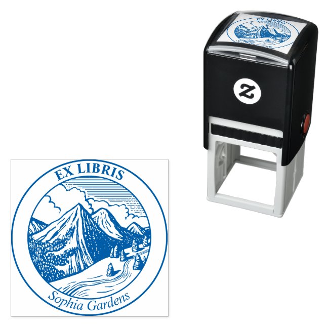 Ex Libris - Alpine Landscape Self-inking Stamp (In Situ)
