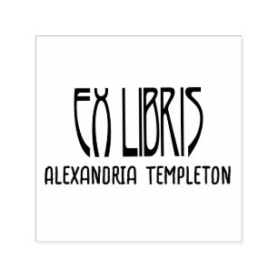 Ex Libris Art Deco Vintage Text #3 Library Book Self-inking Stamp