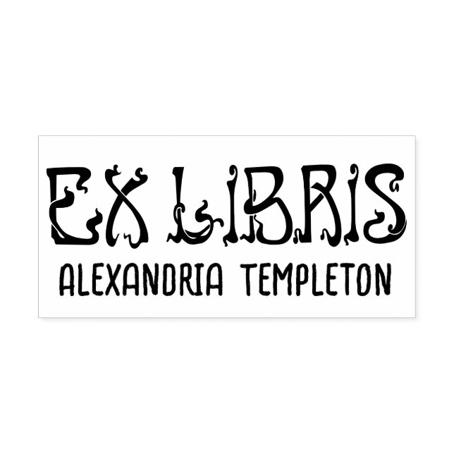 Ex Libris ArtNouveau Text Letter Library Book Name Self-inking Stamp (Design)
