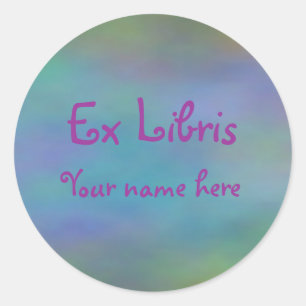 Ex Libris - Blue Fractal Classic Round Sticker