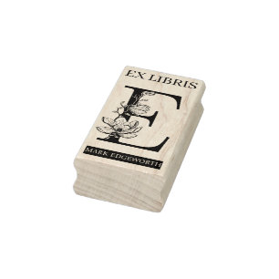 EX libris Book library bookplate monogram E Rubber Stamp