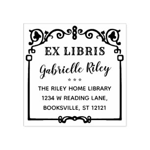 Ex Libris Bookplate Ornate Vintage Frame   Custom Rubber Stamp