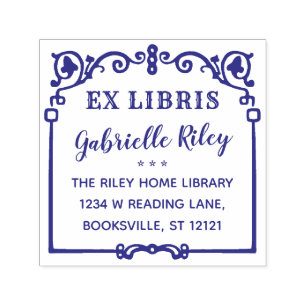 Ex Libris Bookplate Ornate Vintage Frame Custom Self-inking Stamp