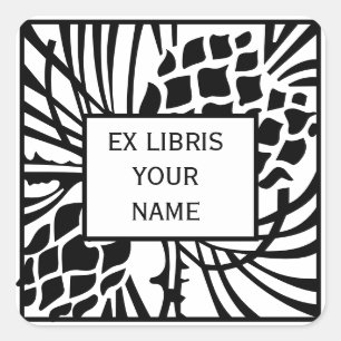 Ex Libris Bookplate Pine Square Sticker