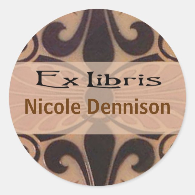 Ex Libris Bookplate Sticker (Tilo mocha) (Front)