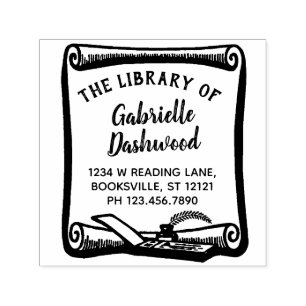 Ex Libris Bookplate Vintage Scroll Library Custom Self-inking Stamp