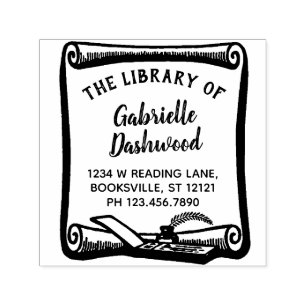 Ex Libris Bookplate Vintage Scroll Library Custom Self-inking Stamp