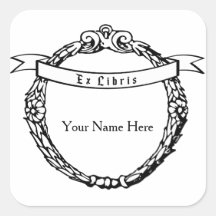 Ex Libris Bookplate Vintage Wreath with Ribbon
