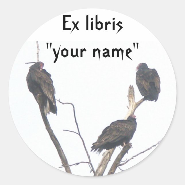 Ex Libris Buzzards Stickers to Customize (Front)