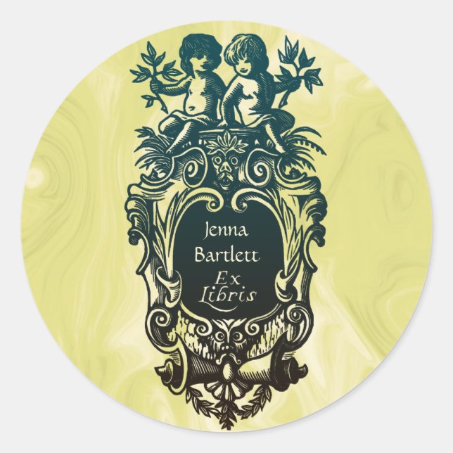 Ex Libris Cartouche & Cherubs Sticker (Front)