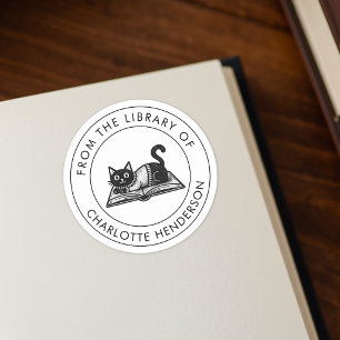 Ex Libris Chat Autocollant de Plaque de Livre Pers