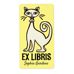 Ex Libris - Chat Rétro - Jaune pâle