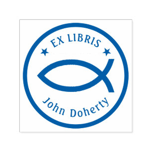 Ex Libris Christian Fish Personalizable Self-inking Stamp