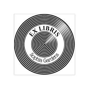 Ex Libris Concentric Circles v2 Rubber Stamp
