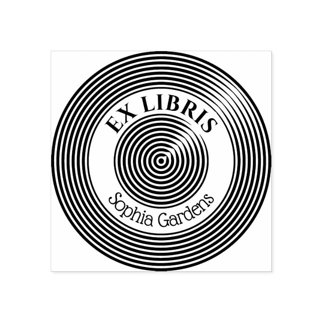Ex Libris Concentric Circles v2 Rubber Stamp (Imprint)