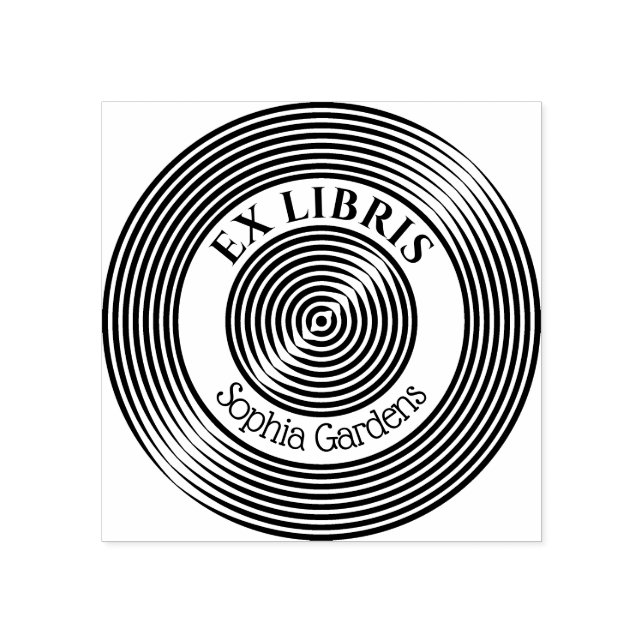 Ex Libris Concentric Circles v3 Rubber Stamp (Imprint)