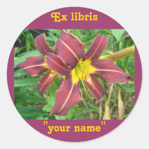 Ex Libris Daylily Red Stickers to Customize