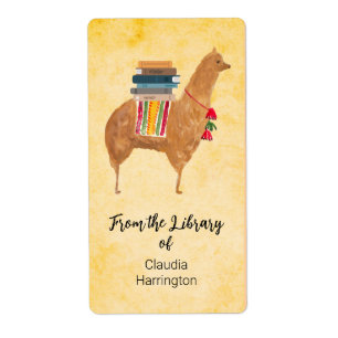 Ex-libris de l'alpaca de la bibliothèque inspiré v