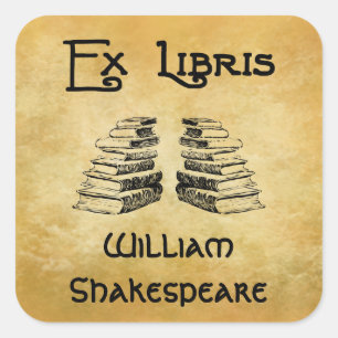 Ex Libris Deco Letters Books Custom Bookplate Square Sticker