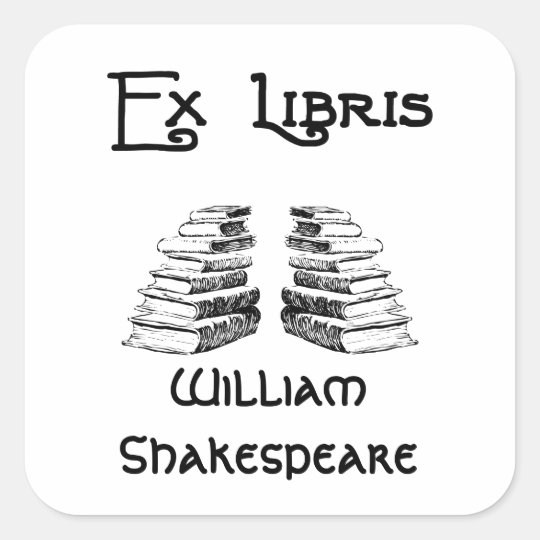 Ex Libris Deco Letters Books Custom Bookplate Square Sticker