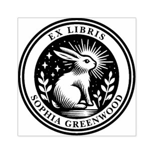 Ex Libris - Enlightened Rabbit Rubber Stamp
