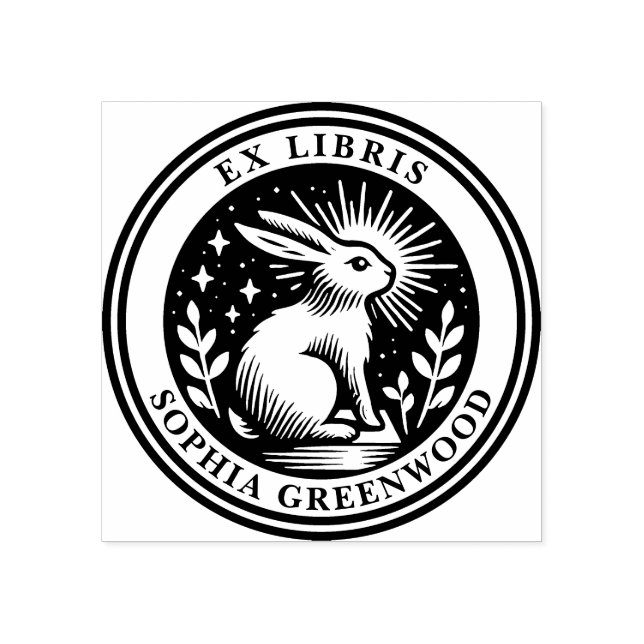 Ex Libris - Enlightened Rabbit Rubber Stamp (Imprint)
