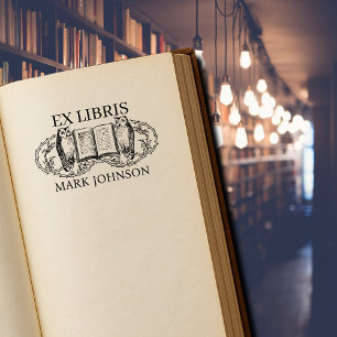 EX libris exlibris Book library bookplate owl Rubber Stamp