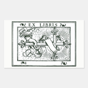 Ex Libris Fleur De Lys Cross Sticker